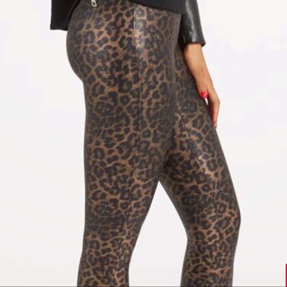 Spanx Faux Leather Leopard Leggings